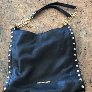 Michael Kors black studded shoulder bag